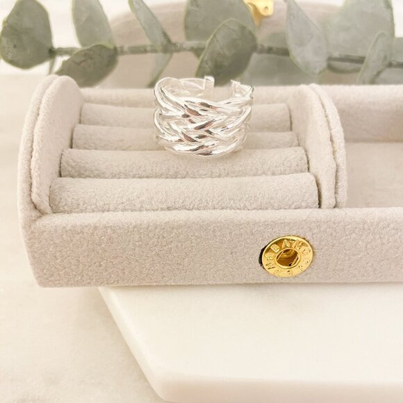 925 Sterling Silver Woven Ring Wide Ring Band Minimalist Ring Dainty Ring Band - Picture 5 of 10